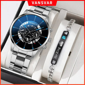 GOOD WATCH- Fashion Men Stainless belt Watch Luxury Calendar-19912