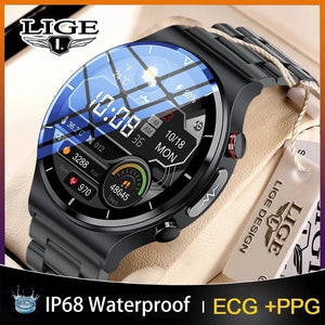 LIGE Smart Men Stainless belt Watch Luxury Calendar-19912