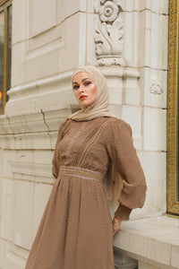 Husna Embossed Maxi - Dark Chocolate