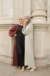 Saya Balloon Sleeve Abaya - Berry Red