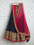 Navy Blue & Red Attractive Lehnga Choli With Dupatta