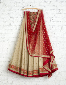 Cream & Red Adoring Lehnga Choli With Dupatta