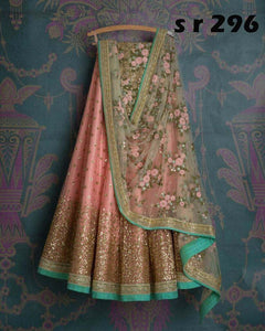 BEAUTIFUL PEACH PARTY WEAR LAHENGA CHOLI