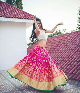 BEAUTIFUL PINK & WHITE PARTY WEAR LAHENGA CHOLI