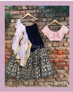 Navy Blue Pleasurable Lehnga Choli With Dupatta