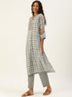 Women Grey Ethnic Motifs Printed Beads and Stones Pure Cotton Kurta with Trousers & With Dupatta