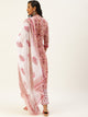 Women Pink Ethnic Motifs Printed Thread Work Pure Cotton Kurta with Trousers & With Dupatta