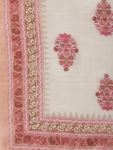 Women Pink Ethnic Motifs Printed Thread Work Pure Cotton Kurta with Trousers & With Dupatta